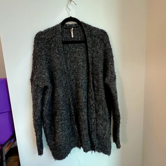 Free People chunky dark grey knit sweater (xs)‎ - Picture 1 of 5